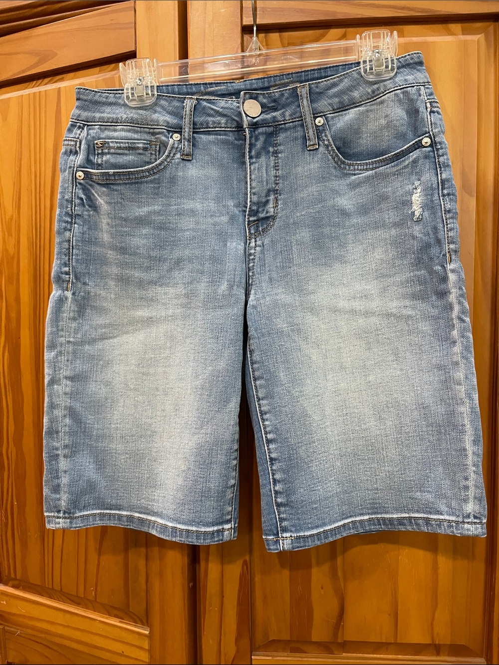 Seven7 Faded Light Blue Denim Jean Shorts